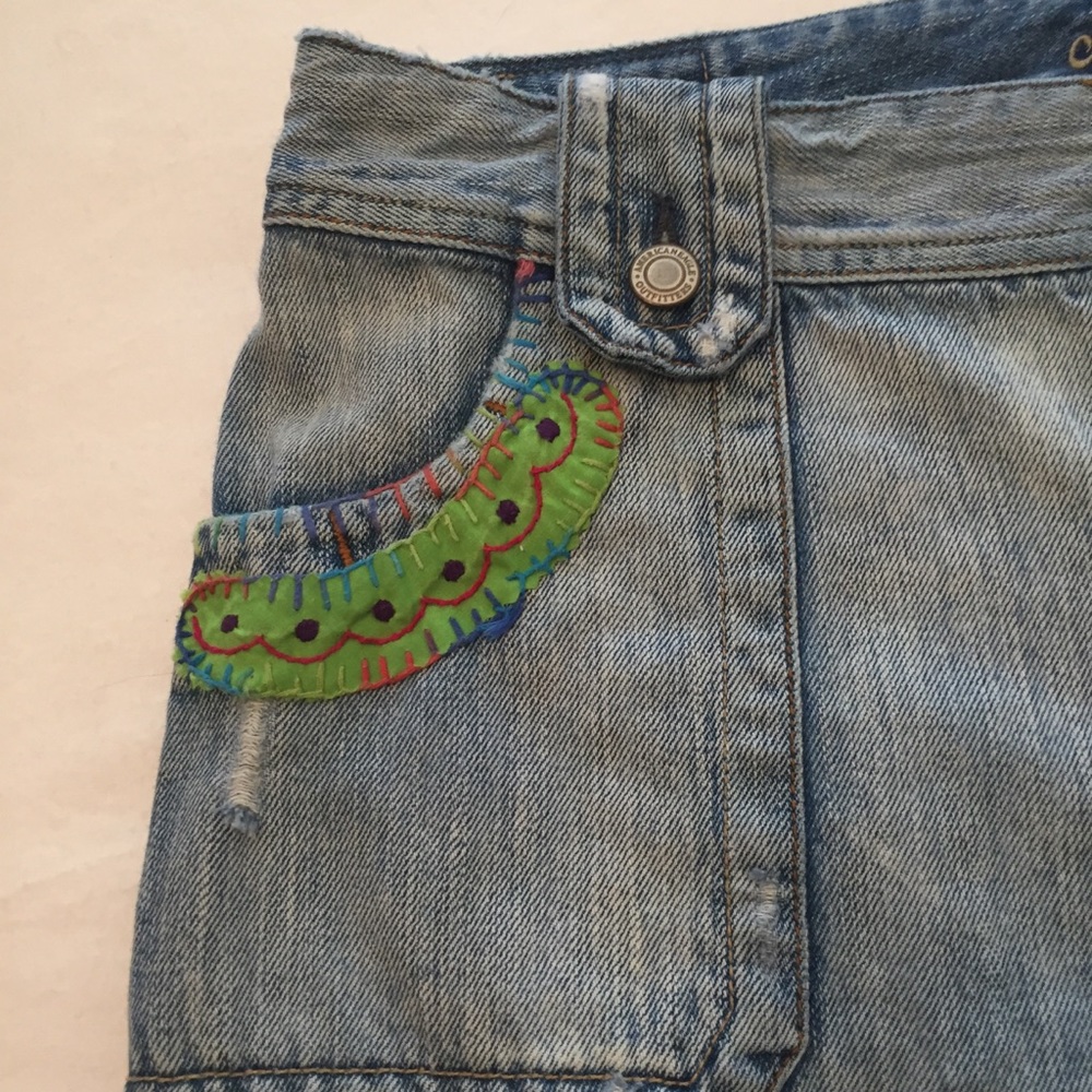 American Eagle Embroidered Patchwork Mini Skirt - image 4